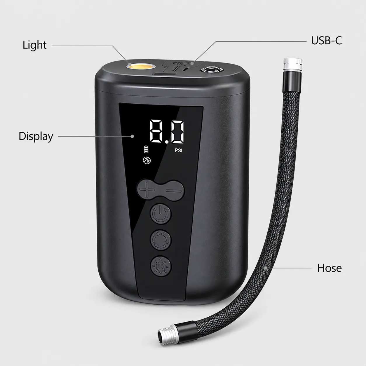 USB Electric Ball Pump controls and screen