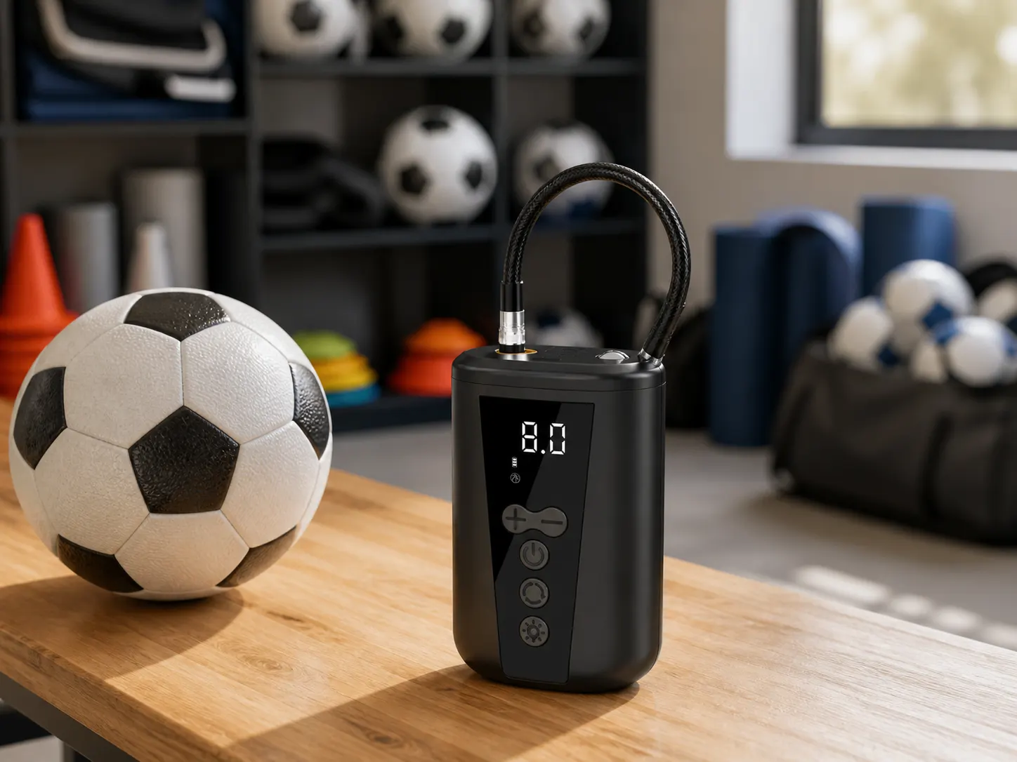 USB Electric Ball Pump in use