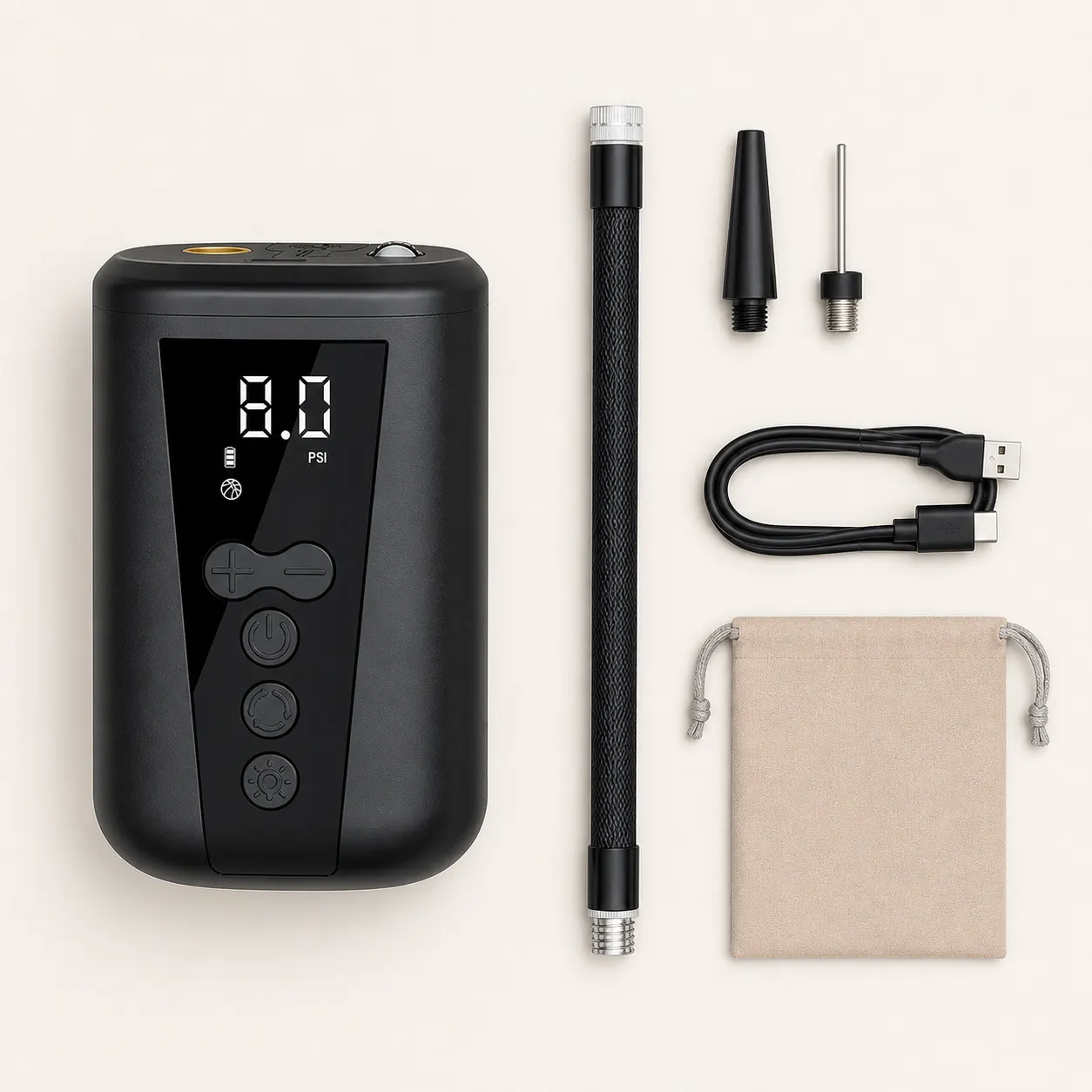 USB Electric Ball Pump and included accessories